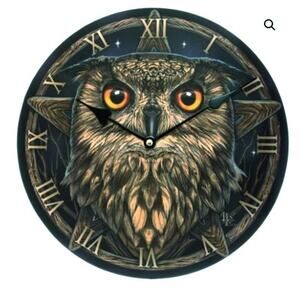 Lisa Parker Owl Clock - Steampunk theme, runs on AA Battery - 12" Across